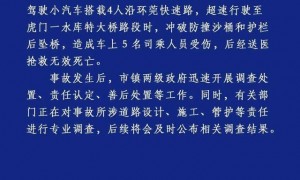 广东虎门通报小车坠桥5人死亡：有关部门正进行专业调查